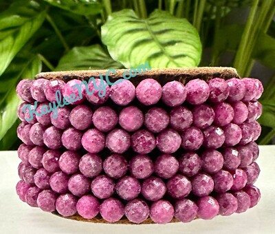 Wholesale 6 Pcs Faceted Natural Ruby 6mm 7.5  Stretch Bracelet