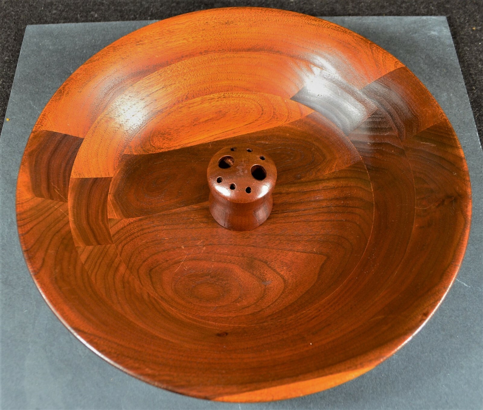 Vintage Vermillion Real Walnut Nut Bowl With Nutcracker & Picks 12