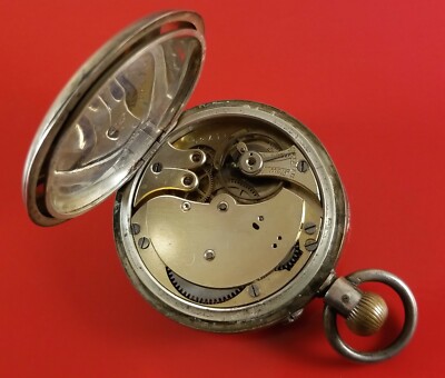 Vintage Silver Case Swiss Pocket Watch With Matching #'s 11780 Pin Set 50 mm Dia