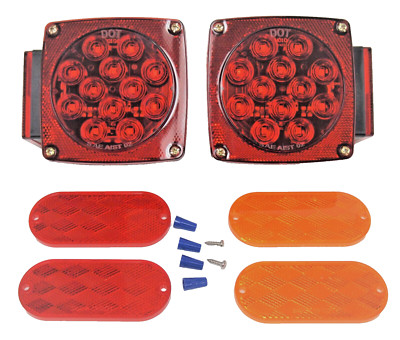 12V LED Trailer Tail Light Multi-Function Submersible Reflectors DOT HTLL-007N