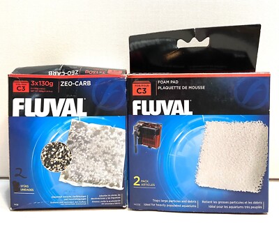 2-Pack Fluval C3 Filter Foam Pads and 2-Pack C3 Zeo-Carb Aquarium Media Refill