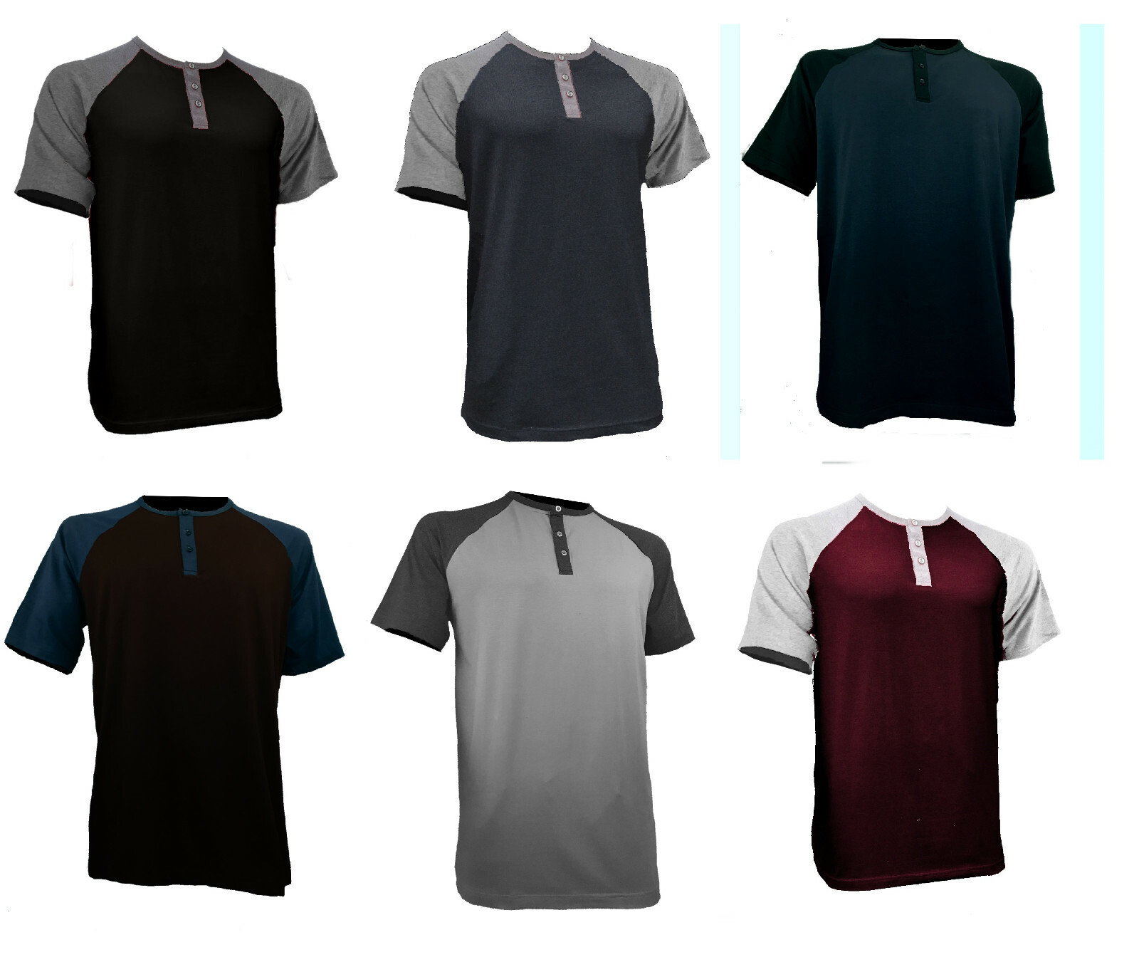 Styllion Big and Tall  - Men's Raglan Henley Baseball Shirts - Heavy Weight RHSS