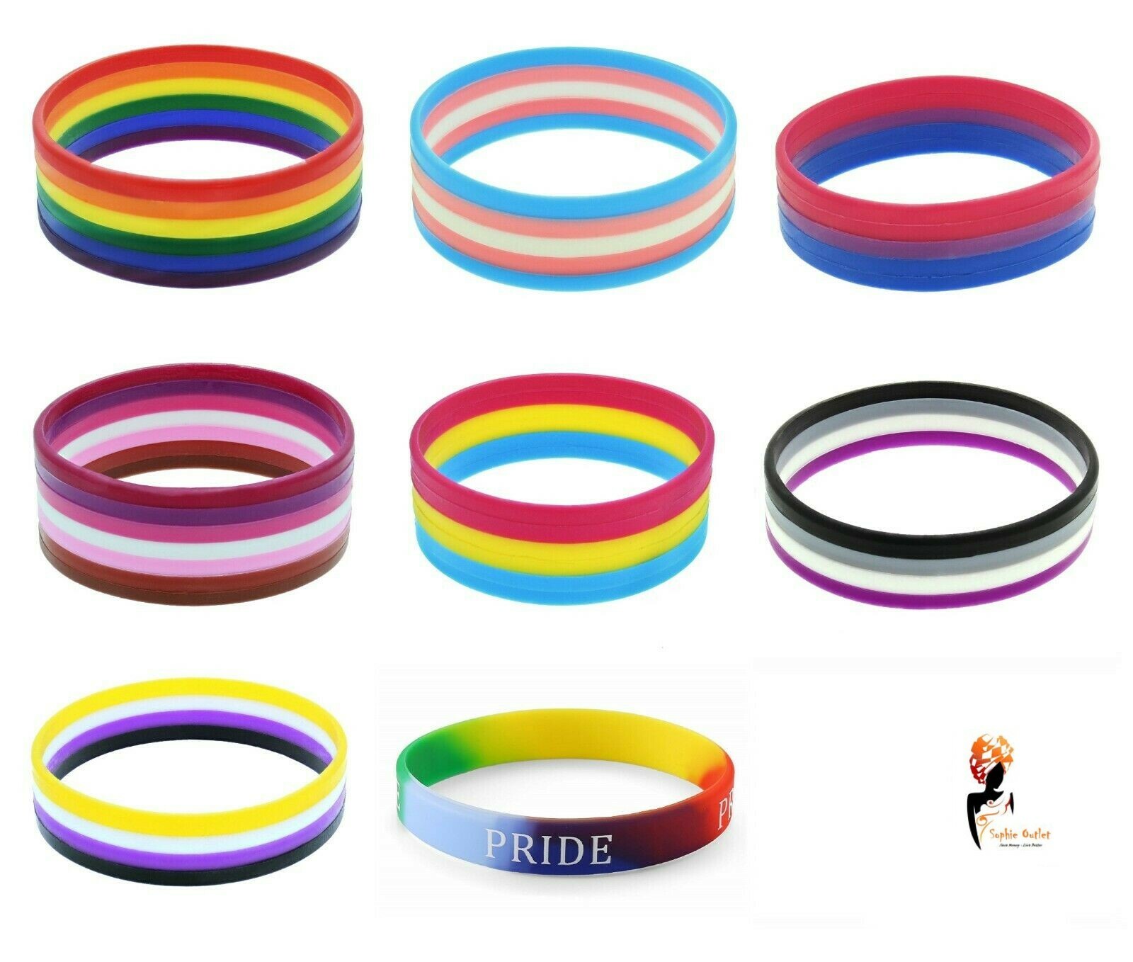 gay pride rubber bracelets