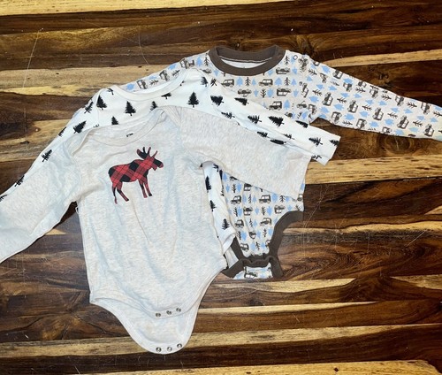 Set of 3 Baby Boy 18 Months Long Sleeve One Pieces - Hudson 