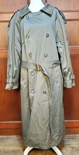 Vintage Authentic London Fog Grey/Green Belt Trench Coat W