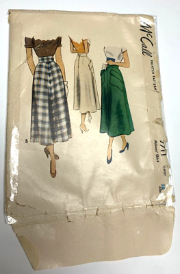 Vtng 1940s McCall's 7711 Pattern Full bias skirt Sz 16 W28 1949