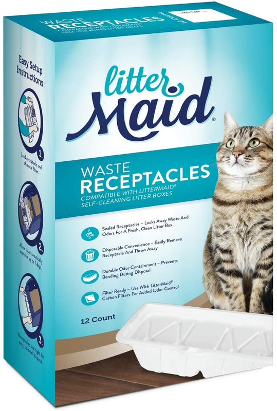 LitterMaid Waste Receptacles, Disposable/Sealable Waste Receptacles, 12 ...