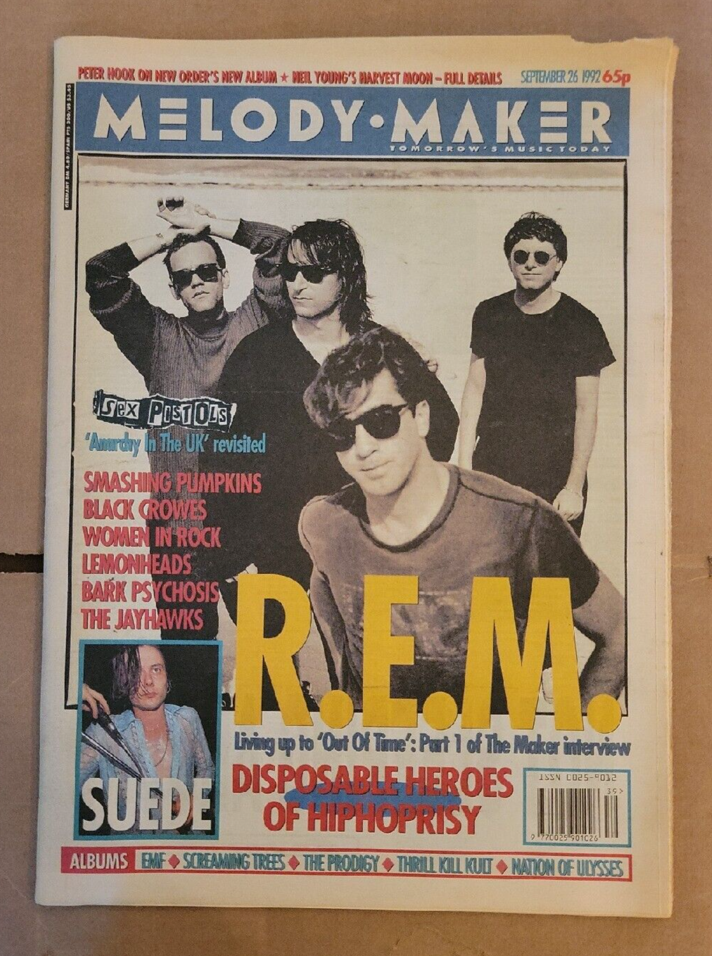 MELODY MAKER 1992 SEP 26 REM SEX PISTOLS PUMPKINS SUEDE