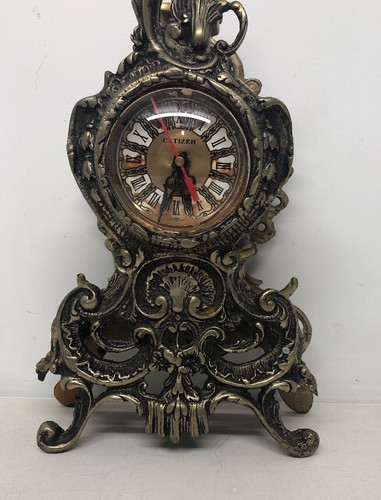 Brass Table Clock Antique Roman Numerals Vintage