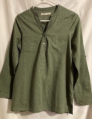 Old Navy Ladies Blouse Cotton 2 Pockets Green XS