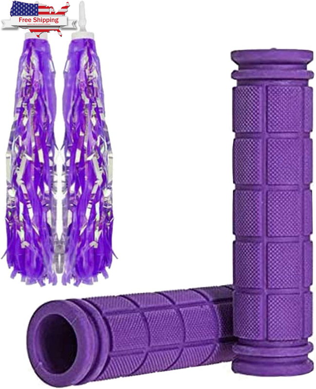 Bike Handlebar Grips with Tassel Streamers, Non-Slip Soft Ru