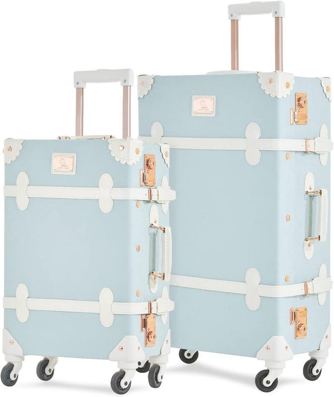 Set Pu Leather Women Cute Carry On Suitcase With Tsa Key