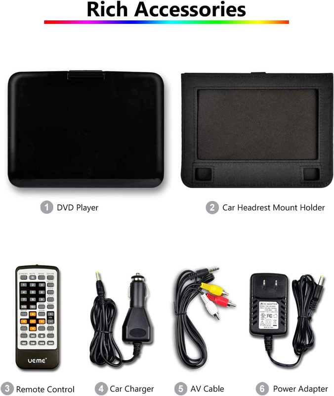 Mini DVD Player for Kids with 7 Inches Swivel Screen and Internal 7.0 Inches