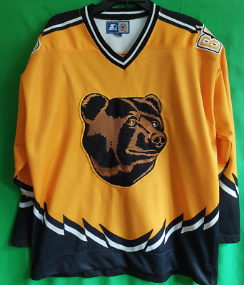 Large Men Boston Bruins Jersey Starter pooh bear yellow L mens NHL old jersey