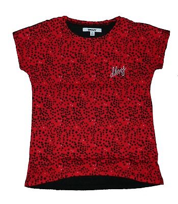 DKNY Big Girl's Rock Star Pocket Tee Red Black Top Size Small 6-8 Years New