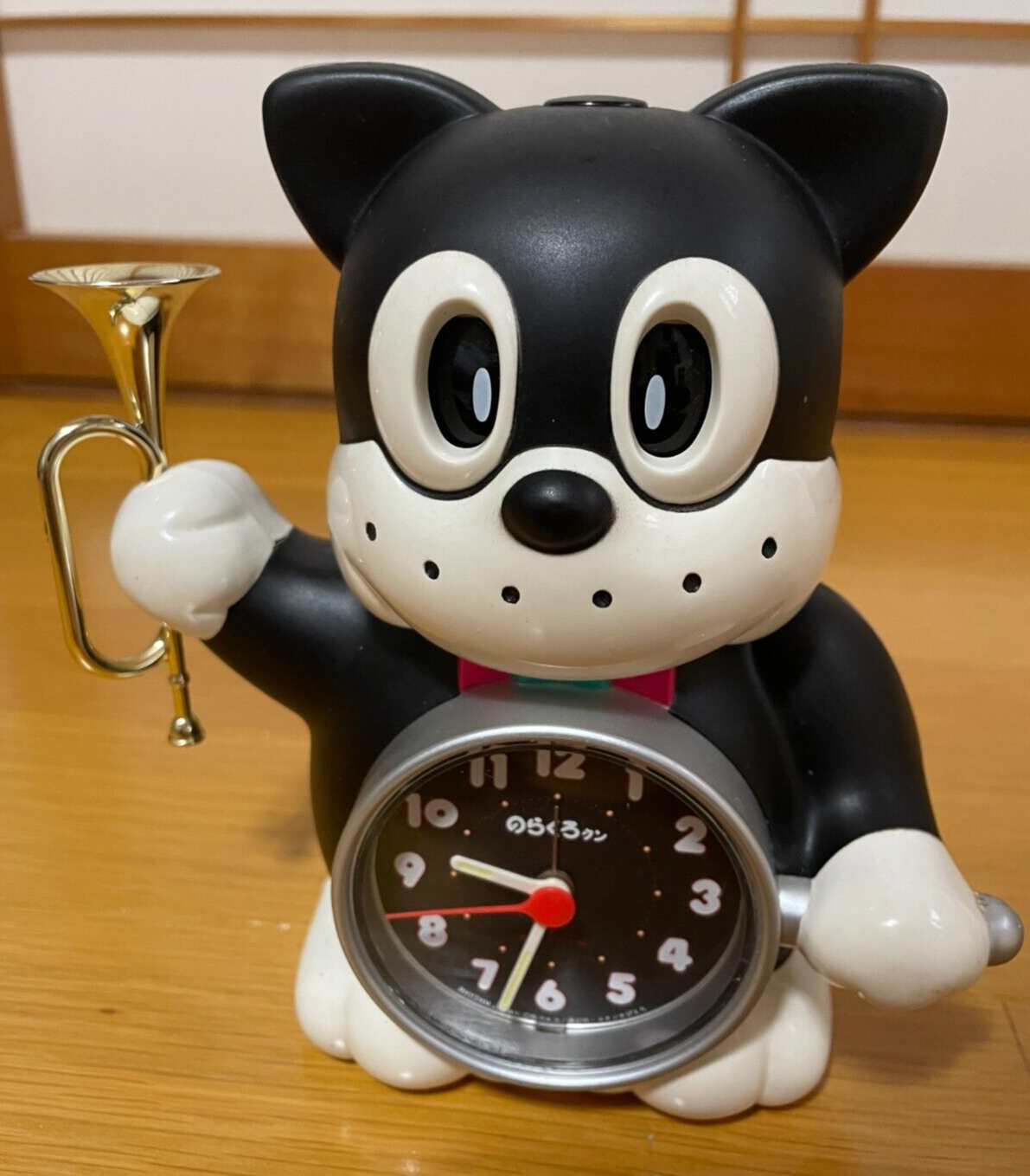 Rhythm Norakuro Alarm Clock Japanese Black Dog Old anime vintage