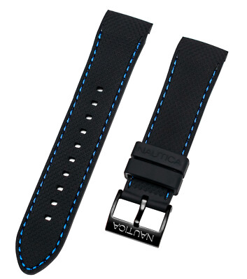 Nautica Men's NAD13511G | NAI13511G NCS 16 Black & Blue Rubber-Silicon Watchband