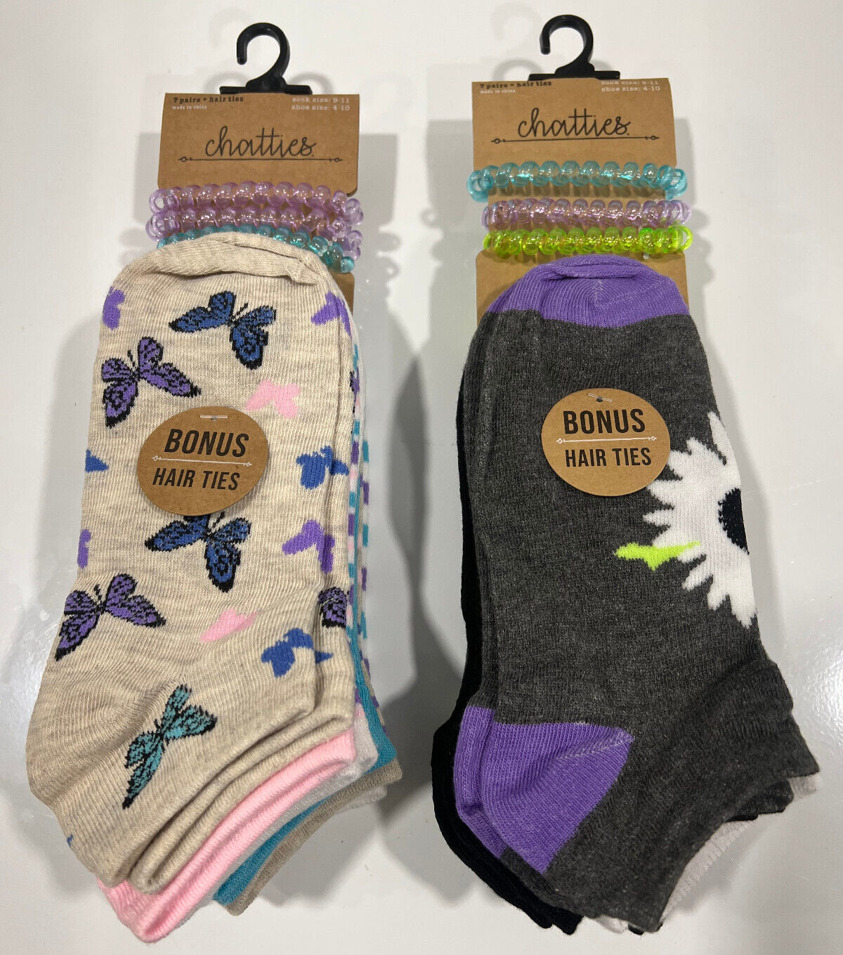 14 pr of colorful “Chatties” women’s low-cut socks, shoe sz: 4-10 + bonus, NIP