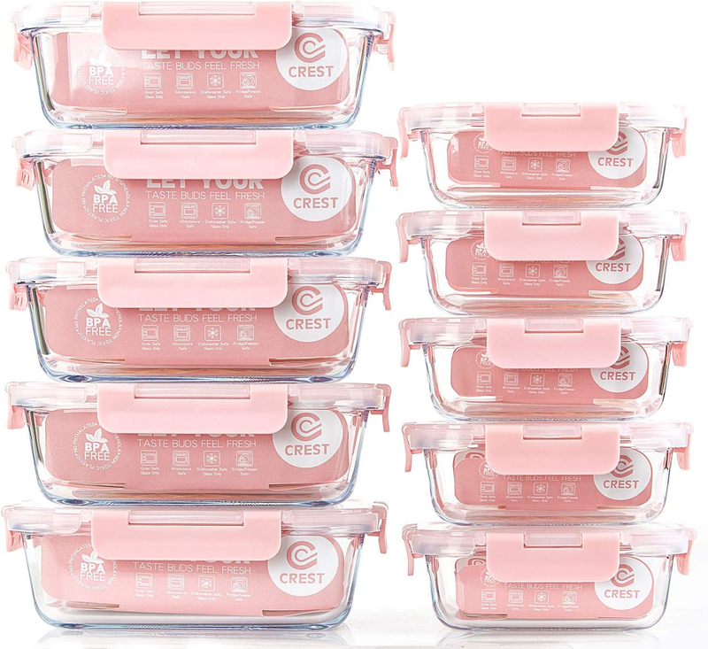 [10 Pack] Glass Meal Prep Containers, Food Storage Containers with Lids Airtight