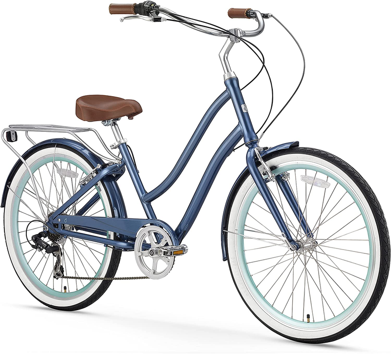 Women's 7-Speed Step-Through Hybrid Cruiser Bicycle, 26" Wheels and 17.5" Frame