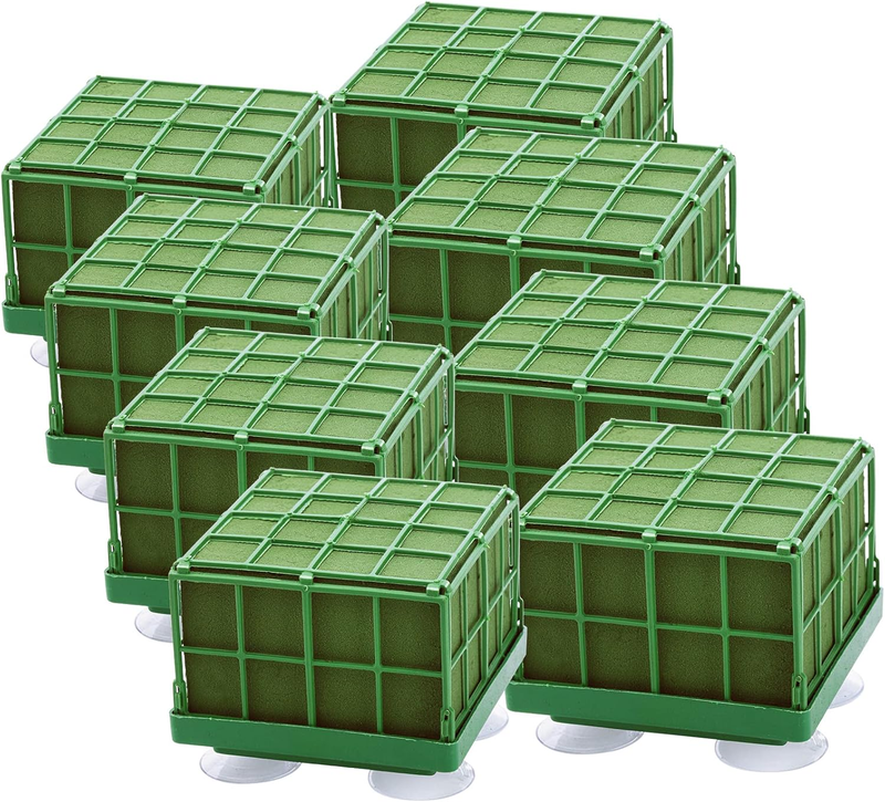 8 Pack Square Floral Foam Cage, Floral Foam Blocks with Suction Cup, Flower Cage