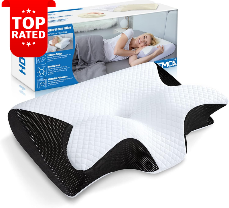 Cervical Neck Pillow Memory Foam Neck Pain Relief for Side Back Stomach Sleepers