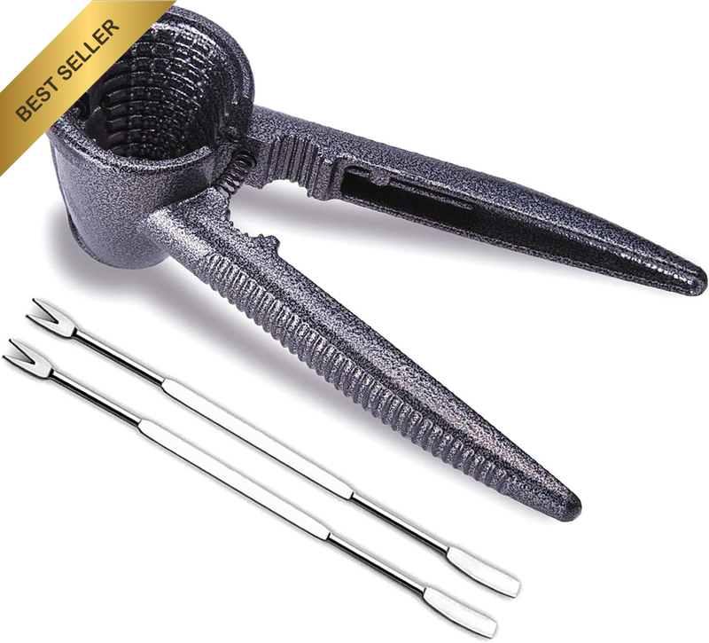 Pecan Nut Cracker and 2 Picks, Walnut Plier Opener Tool with Non-Slip Handle