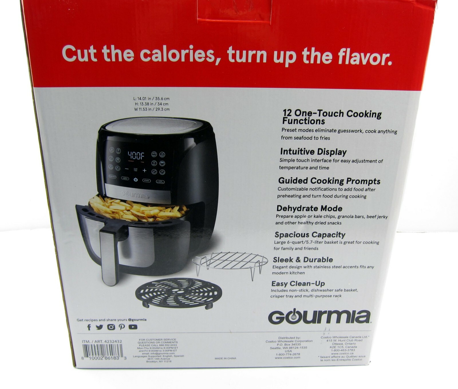 NEW Gourmia GAF698 6 Qt Low Fat Digital Air Fryer Black Stainless W Fr