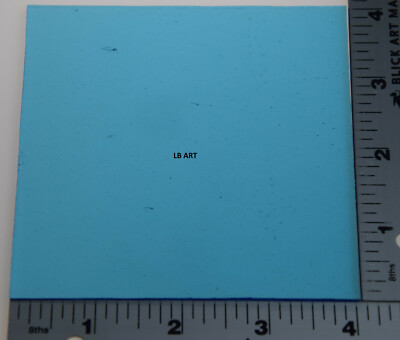 1416.30 TRANSPARENT LIGHT TURQUOISE BLUE 4"x 4" BULLSEYE 3mm THICK GLASS 90 COE