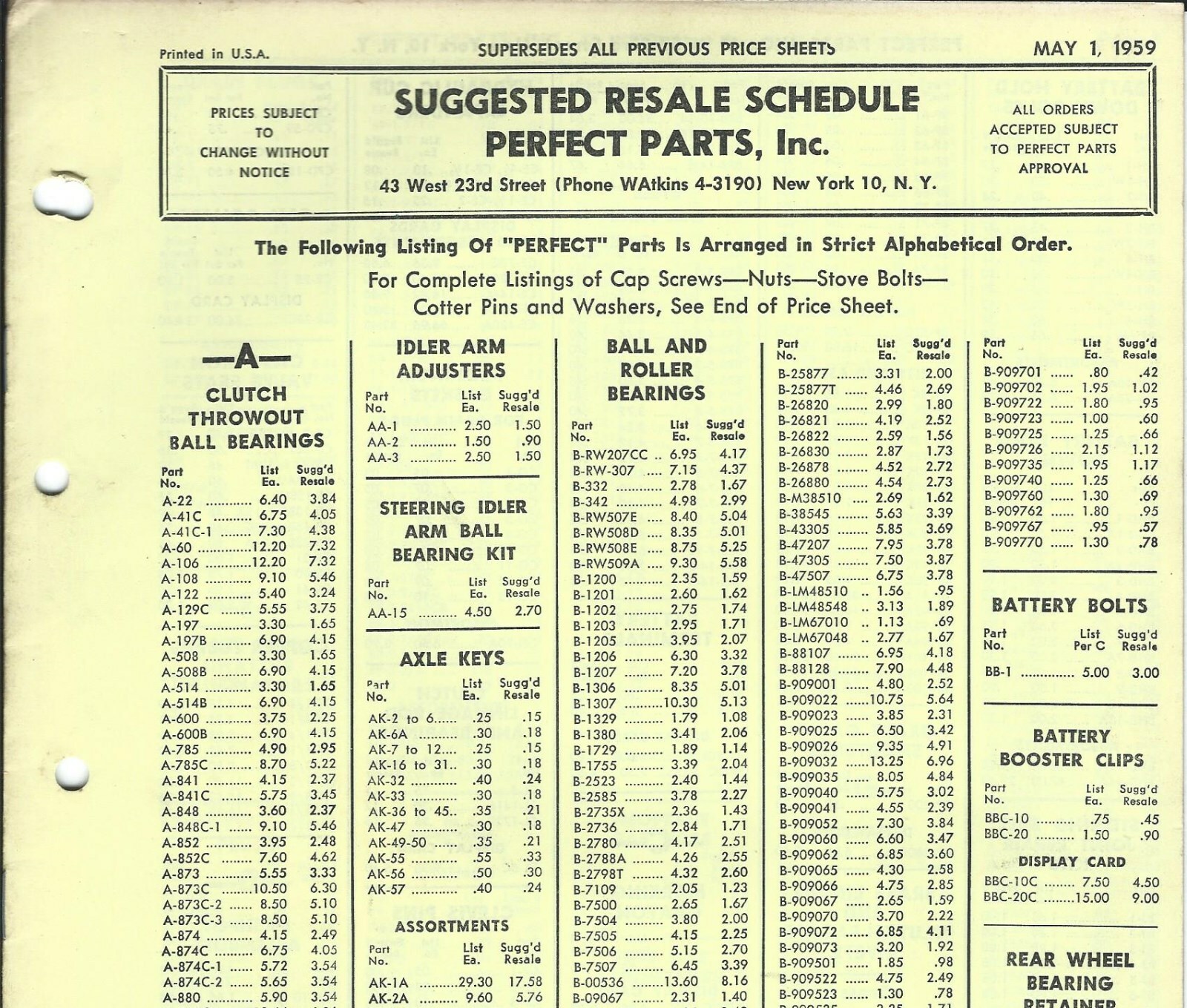 MRO Catalog - Perfect - Automotive Products Asbestos Price List - 59/60 (MR230)