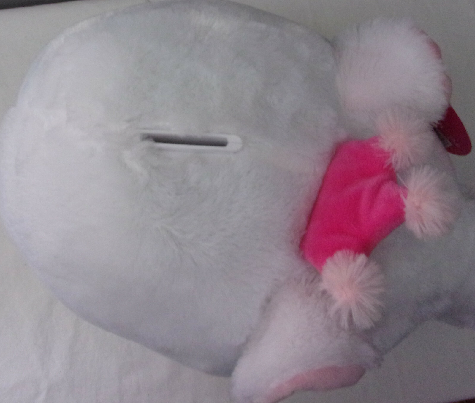 Jumbo White  Plush Piggy Bank FAB NY  Coin Money Storage  NWT