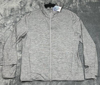 Baleaf Jacket Mens XL Gray Full Zip Hooded Thumb Holes UPF 50+ Activewear NEW 