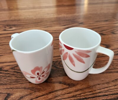 NEW *2* Corelle by Corning Vitrelle Pretty Pink Porcelain Mugs 12oz Cup Flawless