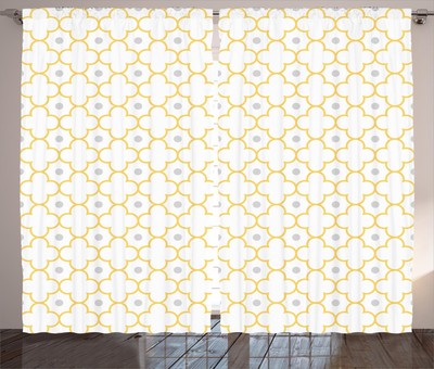 Boho Quatrefoil Curtains 2 Panel Set Decoration 5 Sizes Window Drapes Ambesonne