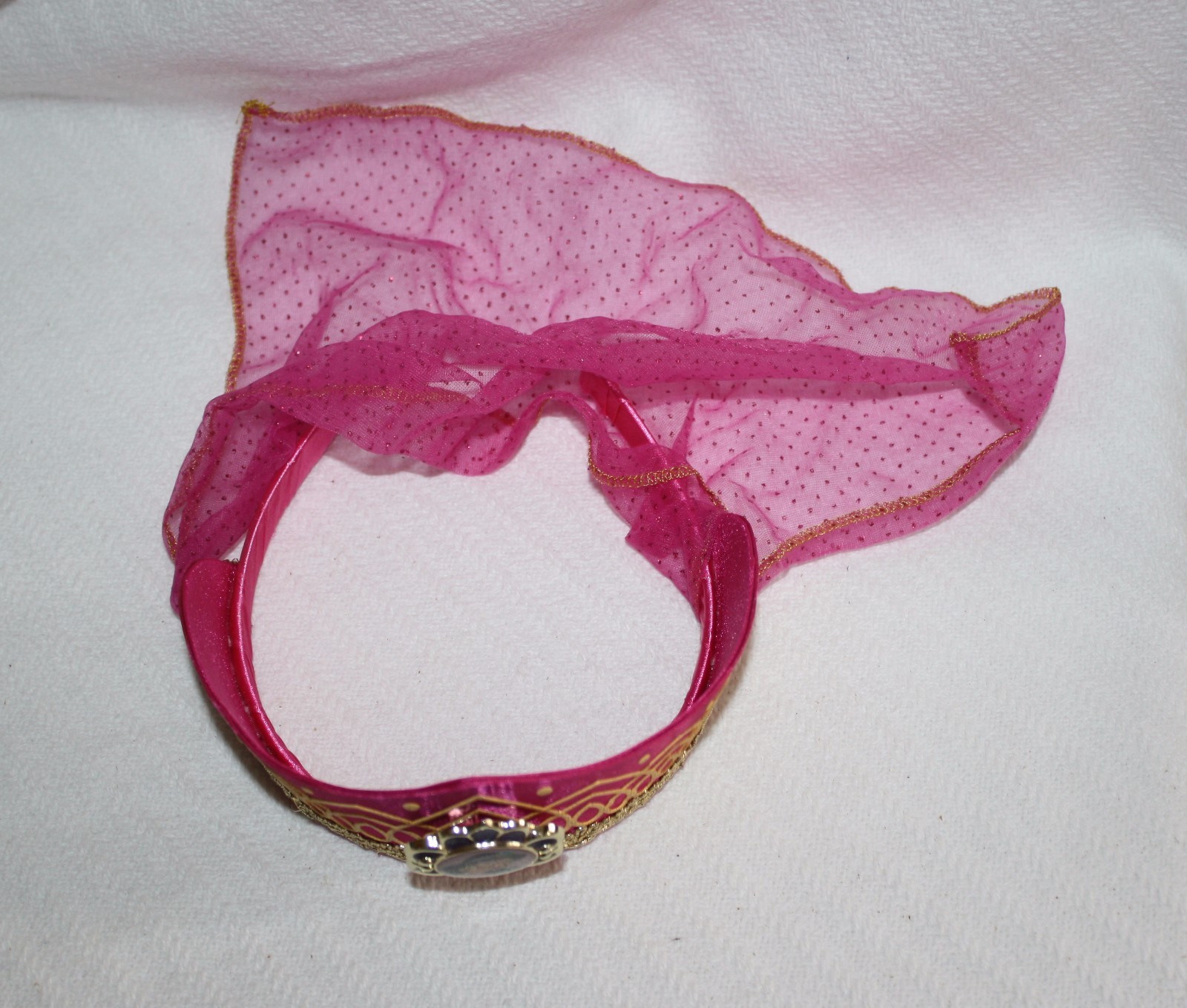 The Disney Store Jasmine Aladdin Magenta Princess Crown Gold Trim Costume