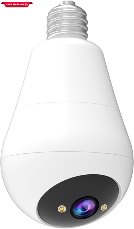 Light Bulb Security Camera, 360 Bulb Camera Outdoor Indoor, 1080P 2MP Wireless W
