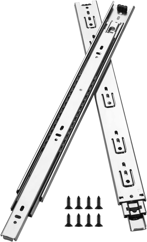 1 Pair 16 Inch Drawer Slides, 3- Fold Full Extension Center 