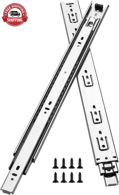 6 Pair 16 Inch Drawer Slides, 3- Fold Full Extension Center 