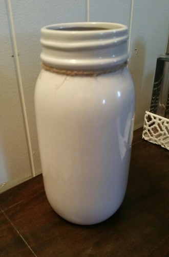 BEAUTIFUL REPLICA MASON JAR CERAMIC CANISTER VASE UTENSIL HOLDER FARMHOUSE CHIC