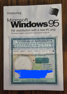 Microsoft Windows 95 Introducing Windows Manual w/COA and Product Key NO CD