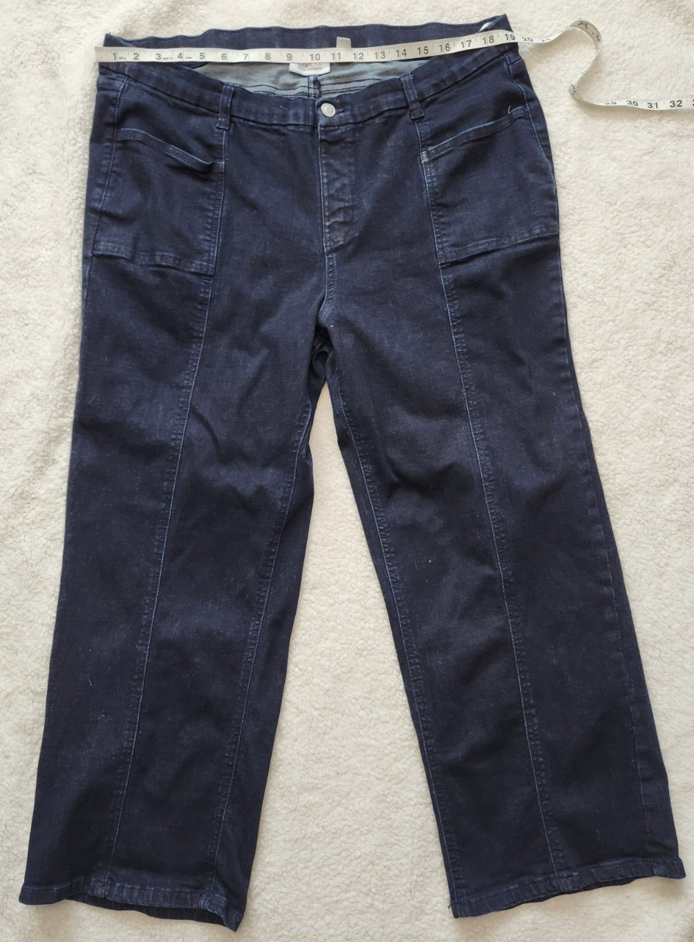 Denim & Co Easy Stretch Straight Leg Jeans Deep Indigo 22W Petite Comfort Blue