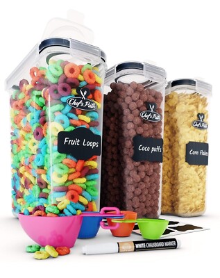 Chef's Path Cereal Containers Storage Set Airtight Food Storage BPA-Free 3 Piece