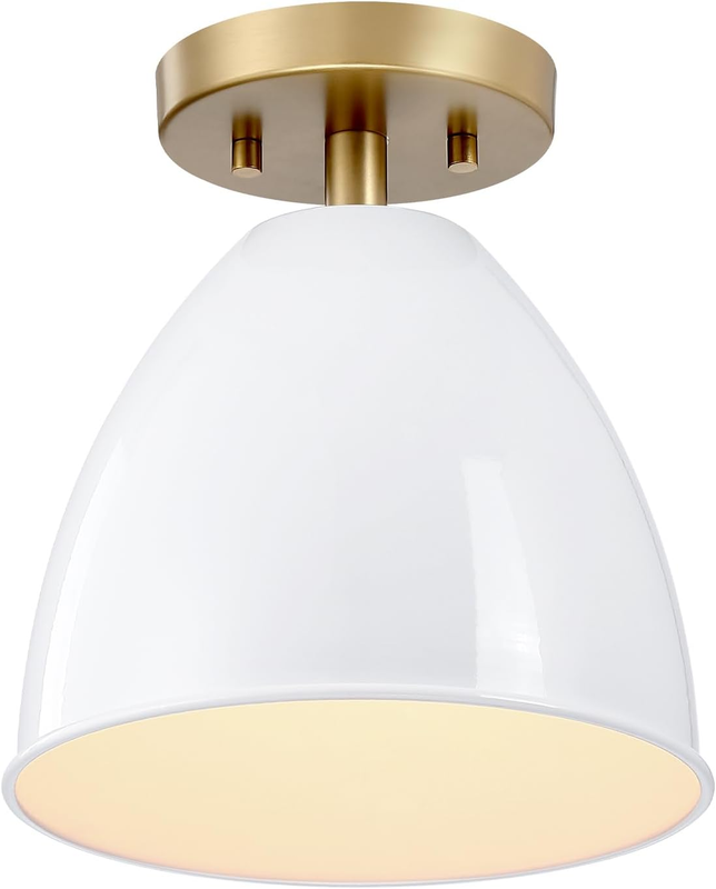 Biba 8.25 Inch 1-Light Semi-Flush Ceiling Light Fixture, Brushed Gold, D300M-SF-BG
