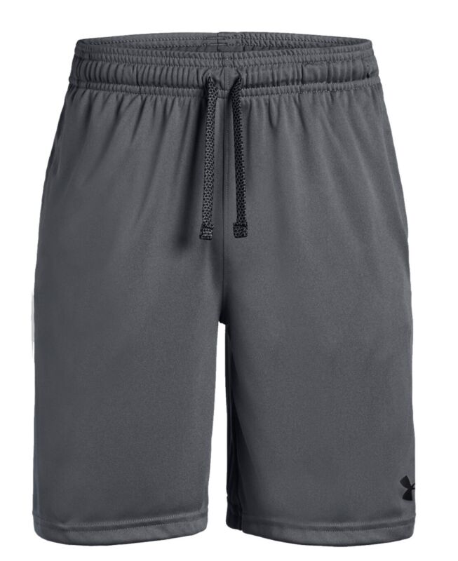 Boy Youth Under Armour Prototype Wordmark Athletic Shorts 1333604Gray Med NEW!!!