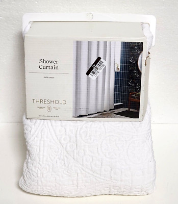 Matelasse Medallion Shower Curtain 72 x 72 100% Cotton - White - Threshold