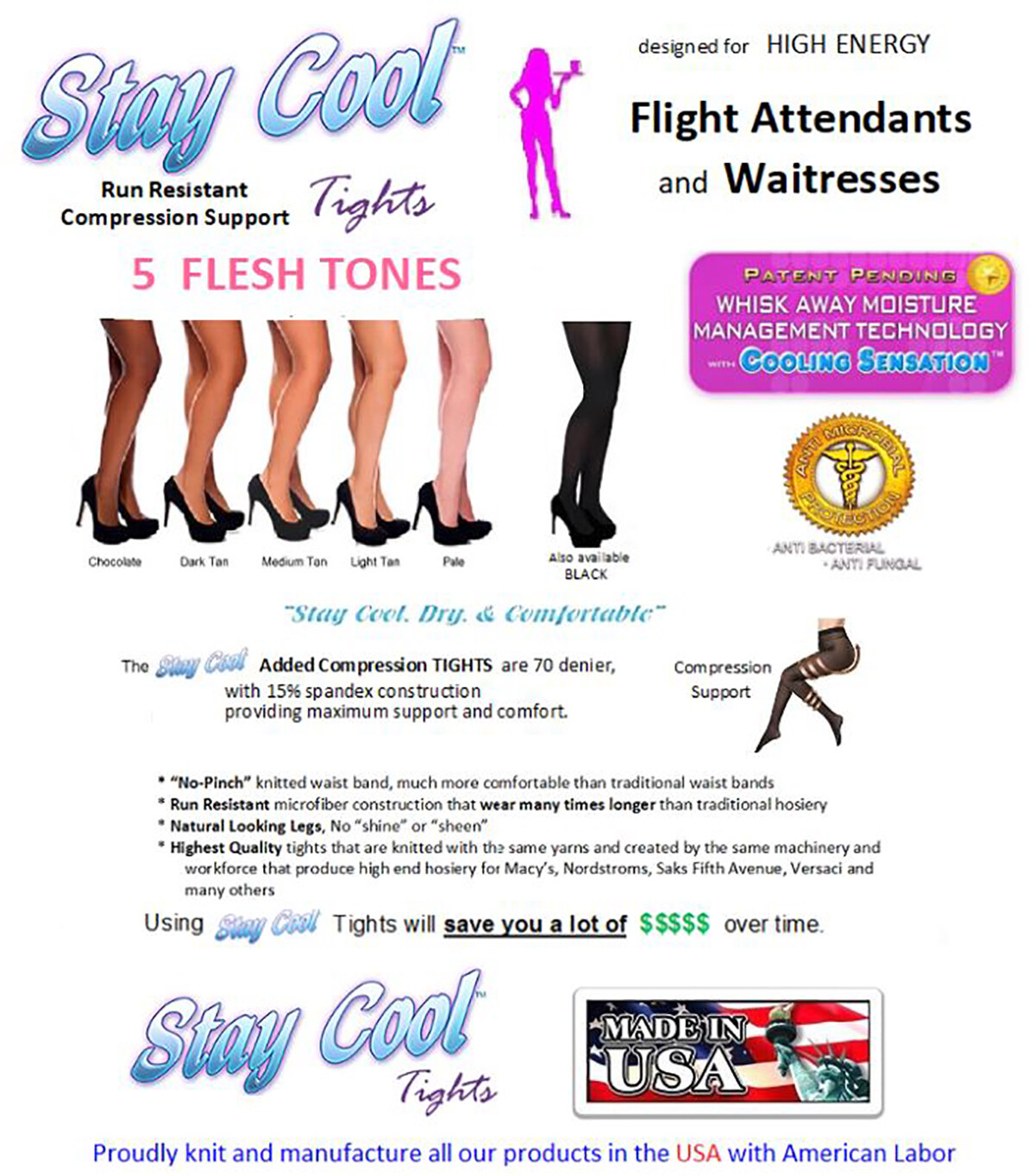 TAMARA PANTYHOSE & TIGHTS Compression Nylons/Hosiery PICK COLOR B C D Q 2XL 3XL