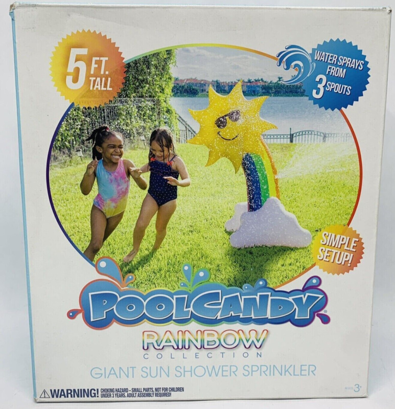 Poolcandy Kids Giant 5ft Inflatable Sun Shower Sprinkler Rainbow Summer New