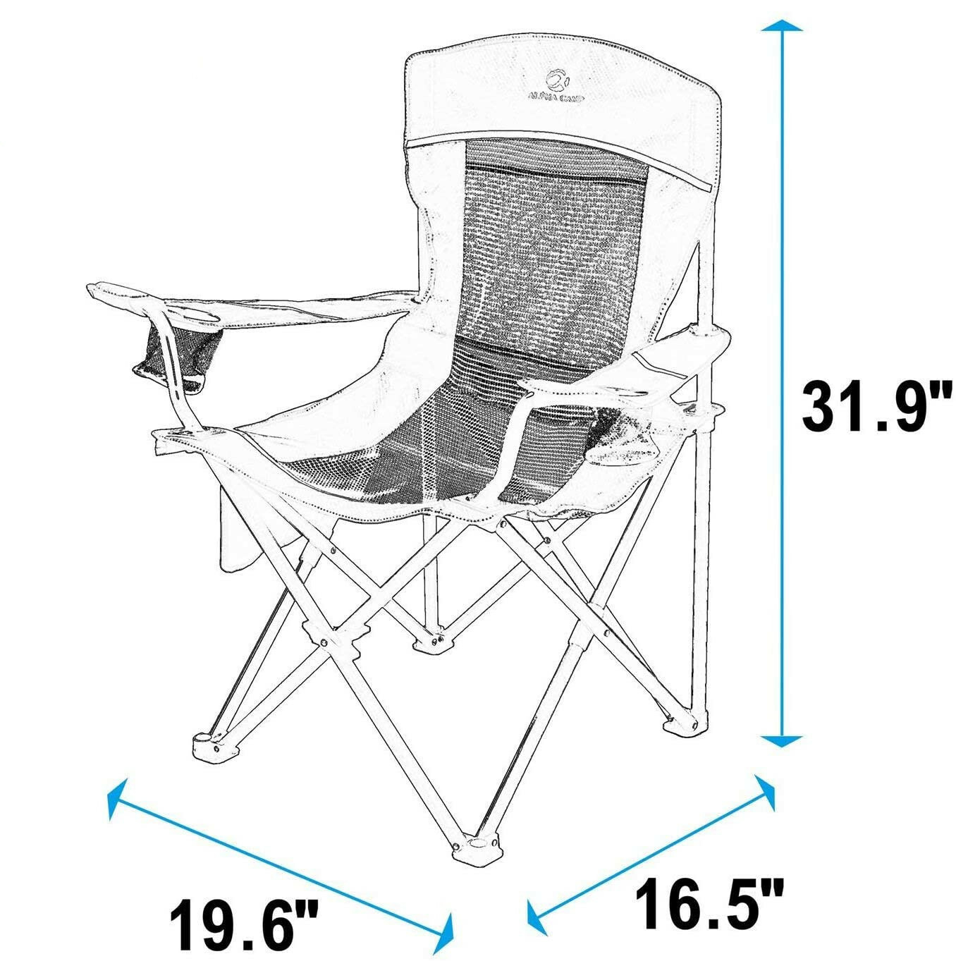 Portable Camping Chair Outdoor Heavy Duty Folding Chair with Cup Holder Oversize