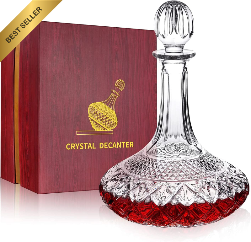 Wine Decanter Set Crystal Decanter for Wine/Whiskey with Stopper- Top Shelf Coll