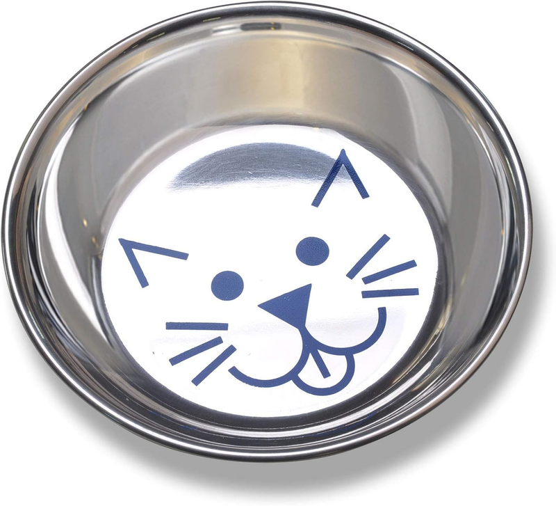 Pets Whisker-Friendly Stainless Steel Cat Bowl, Wide Saucer St...
